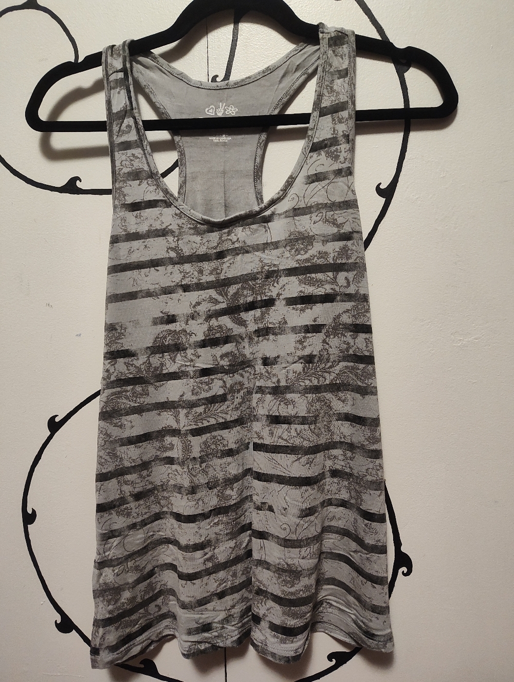 Gray Striped Racerback Tank Top